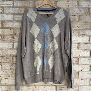 NWT Argyle V-Neck Cotton Sweater